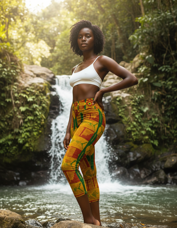 Tribal Pattern Capri Yoga Leggings