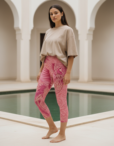 Hot Pink Celestial Capri Yoga Leggings capri yoga leggings