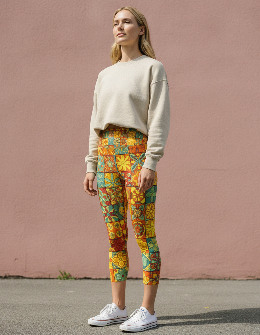 Fiery Red Chroma capri yoga leggings