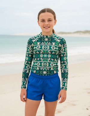 Transformative Teal Estilo Youth Rash Guard Youth Rash Guard — Dripper