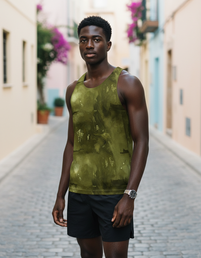 Men's Runway Chartreuse Nebula Tank Top tank top