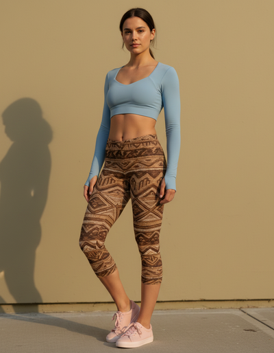Coffee Bean Quipu Capri Leggings capri leggings