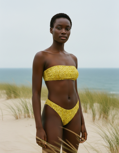 Lemon Yellow Jasmine bandeau bikini