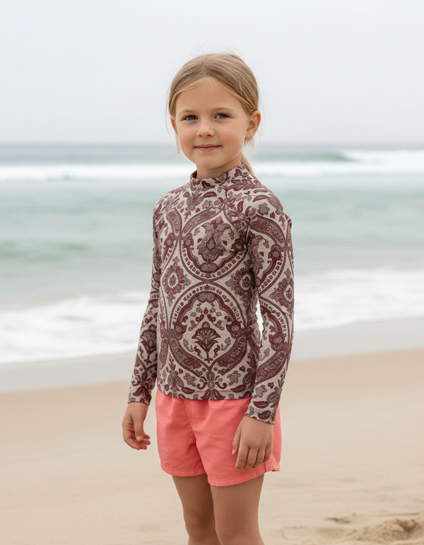 Kids Indian Block Print Rash Guard