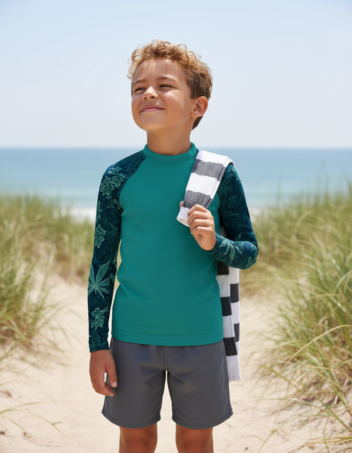 Transformative Teal Kumo Kids Rash Guard Kids Rash Guard — Dripper
