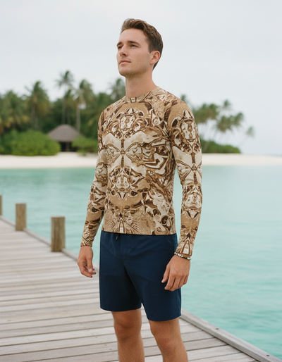 Men's Coffee Bean Burst rash guard