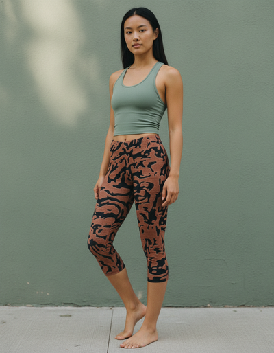 Burnt Sienna Lattice Capri Leggings capri leggings