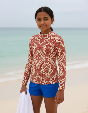 Youth Fiery Red Sari youth rashguards