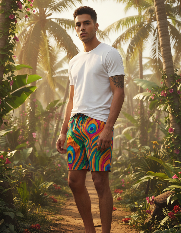 Peacock Collection men's swim trunks