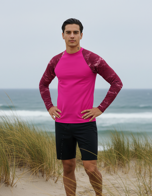 Men's Hot Pink Eclipse men's short-sleeve rashguards