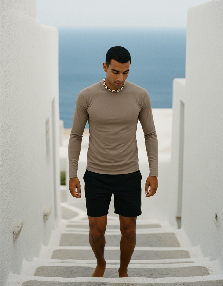 Taupe Rash Guard Men's Rashguard — Dripper