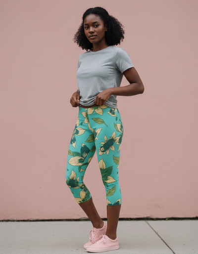 Turquoise Zenith Capri Leggings capri leggings