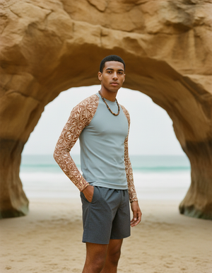 Men's Coffee Bean Chord men's short-sleeve rashguards