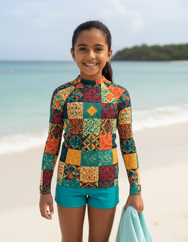 Kids Base Card Patterns Rash Guard