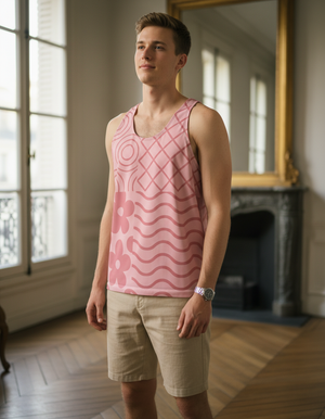 Men's Pink Graphic Patterns Tank Top