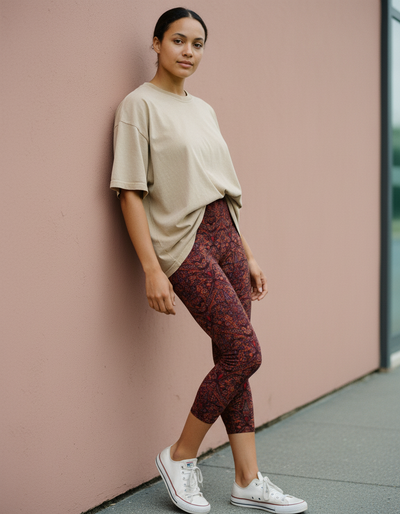 Fiery Red Kumo Capri Yoga Leggings capri yoga leggings
