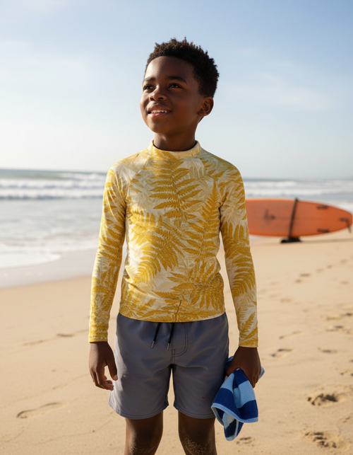 Lemon Yellow Emerald Kids Rash Guard Kids Rash Guard — Dripper