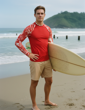 Fiery Red Verdant Rash Guard Men's Rashguard — Dripper