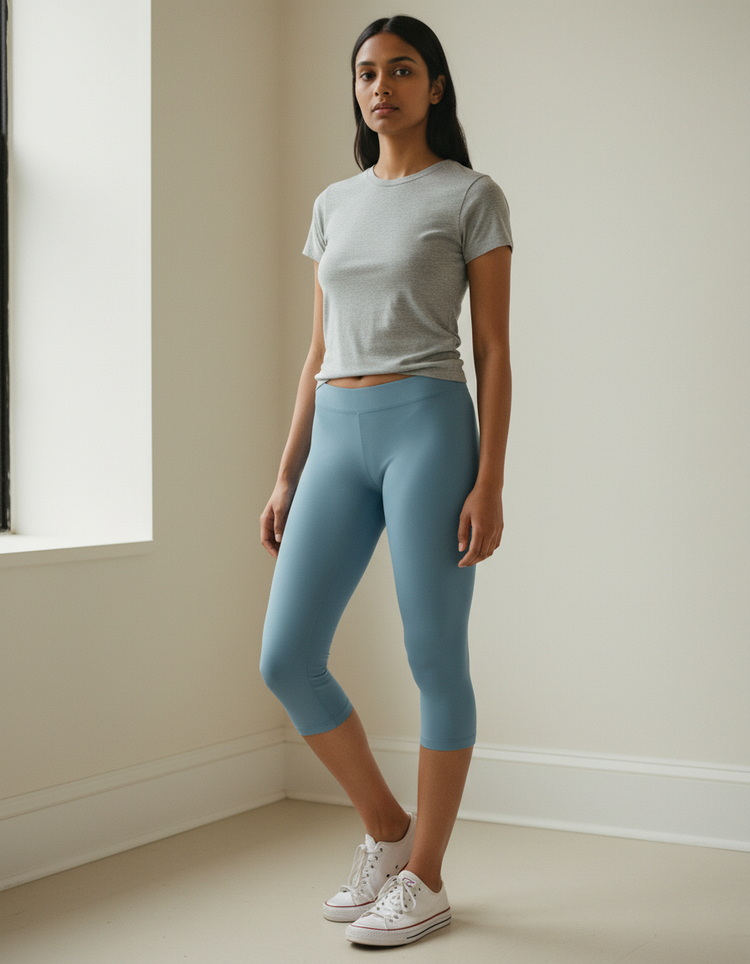 Stone Blue Capri Leggings Capri Leggings — Dripper