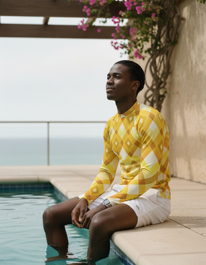 Lemon Yellow Horizon Rash Guard Men's Rashguard — Dripper