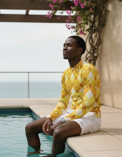 Men's Lemon Yellow Horizon rash guard