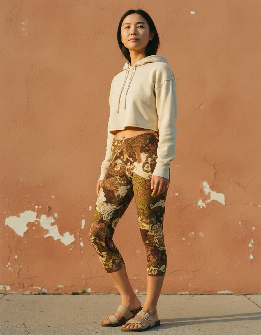 Coffee Bean Ehon capri leggings
