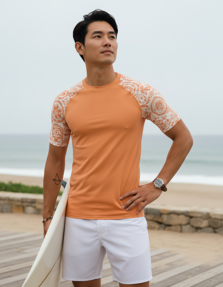 Men's Black and White Patterns Rash Guard