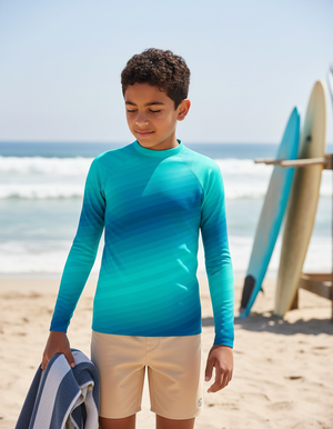 Turquoise Ripple Youth Rash Guard Youth Rash Guard — Dripper