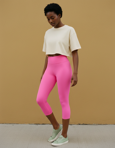 Neon Pink Capri Yoga Leggings capri yoga leggings