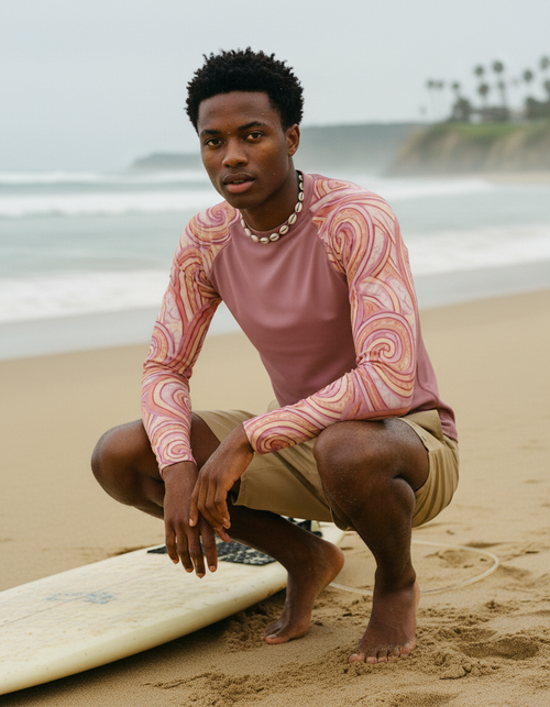 Dusty Rose Spectrum Rash Guard Men's Rashguard — Dripper