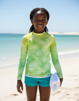 Runway Chartreuse Mosaic Kids Rash Guard Kids Rash Guard — Dripper