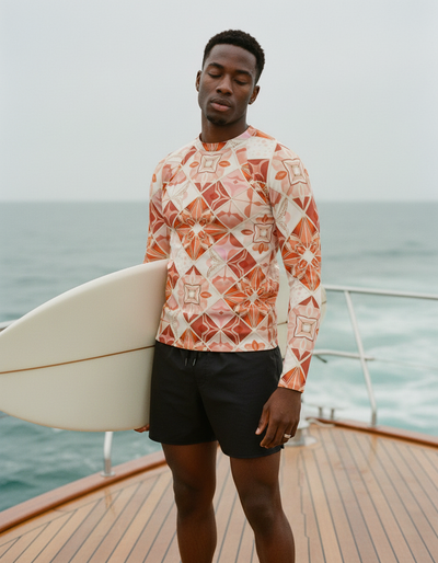 Men's Burnt Sienna Poppy rash guard