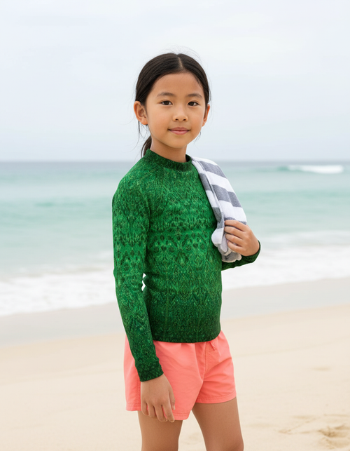 Runway Emerald Siam Kids Rash Guard Kids Rash Guard — Dripper
