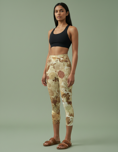 Coffee Bean Sakura Capri Yoga Leggings capri yoga leggings