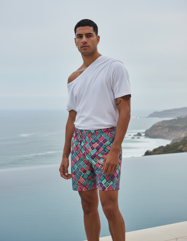 Men's Mosaic Tile Swim Trunks