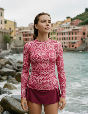Hot Pink Helix Rash Guard Women's Rashguard — Dripper