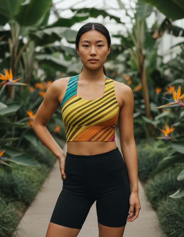Striped Collection longline sports bras