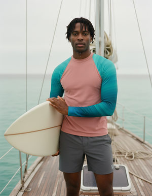 Men's Transformative Teal Ripple men's short-sleeve rashguards