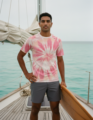 Men's Millennial Pink Nebula men's short-sleeve rashguards