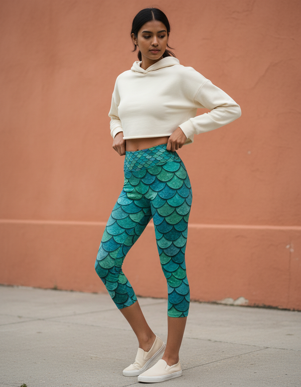 Mermaid Collection capri yoga leggings