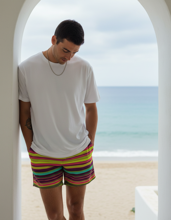 Men's Striped Swim Trunks