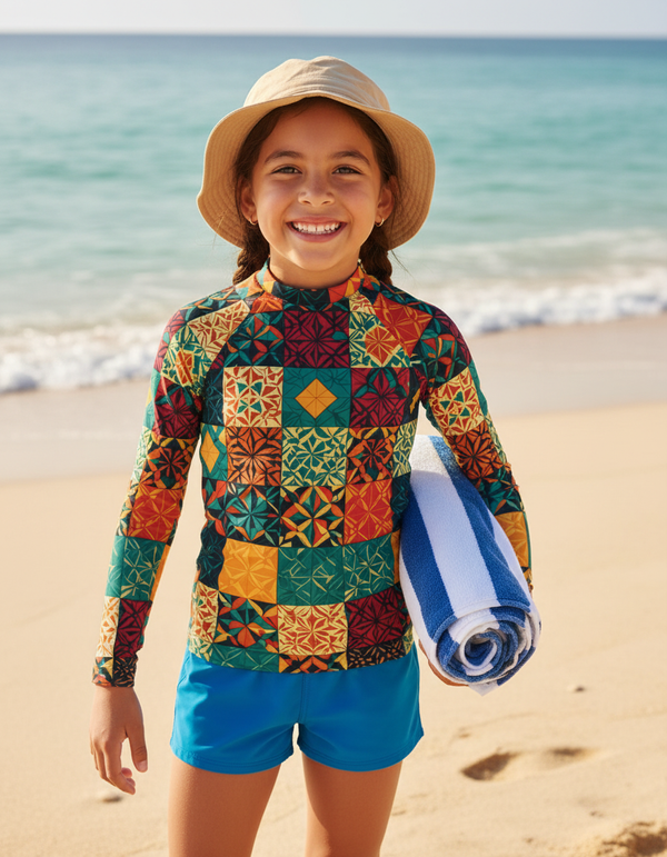 Kids Base Card Patterns Rash Guard
