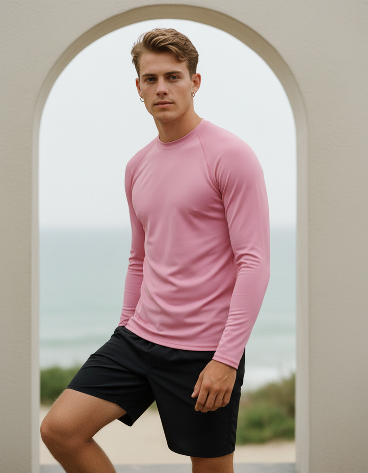 Candy Pink Rash Guard Men's Rashguard — Dripper