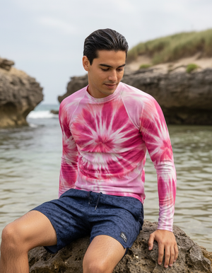Men's Electric Fuchsia Nebula men's short-sleeve rashguards