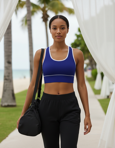 Midnight Blue Longline Sports Bra longline sports bra