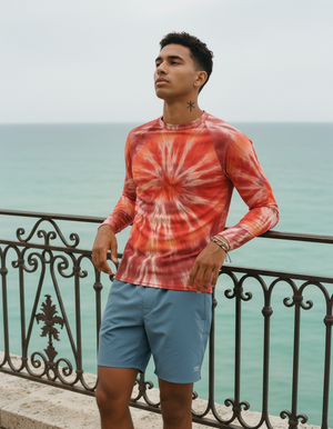 Men's Fiery Red Nebula men's short-sleeve rashguards