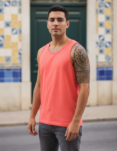 Men's Neon Coral Tank Top tank top