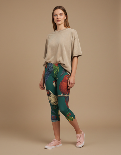 Transformative Teal Tropique Capri Leggings capri leggings