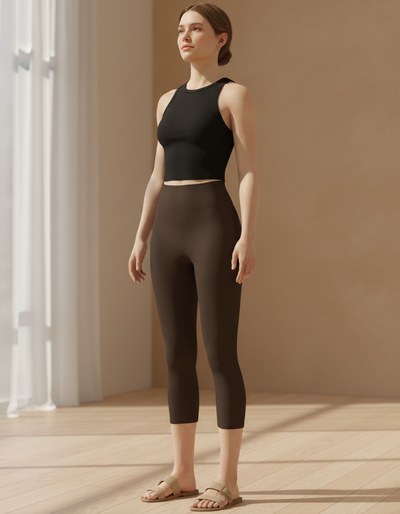 Coffee Bean Capri Yoga Leggings capri yoga leggings