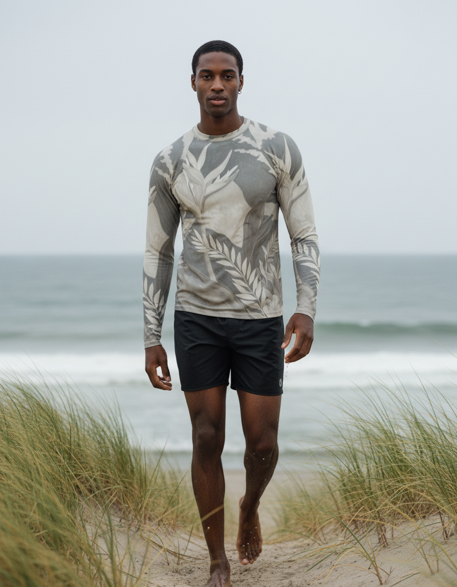 Men's White Onyx Tropique men's rashguards